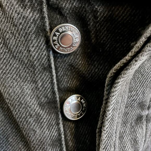 Zara Jeans Women Size 4 Black High Rise Waist Wide Leg Raw Hem Denim Pants - Picture 5 of 13